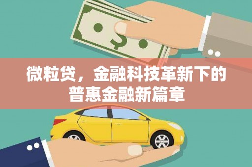 鱼台微粒贷，金融科技革新下的普惠金融新篇章