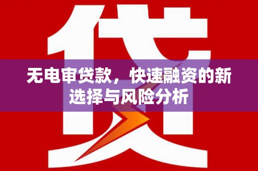 鱼台无电审贷款，快速融资的新选择与风险分析