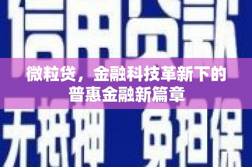 鱼台微粒贷，金融科技革新下的普惠金融新篇章